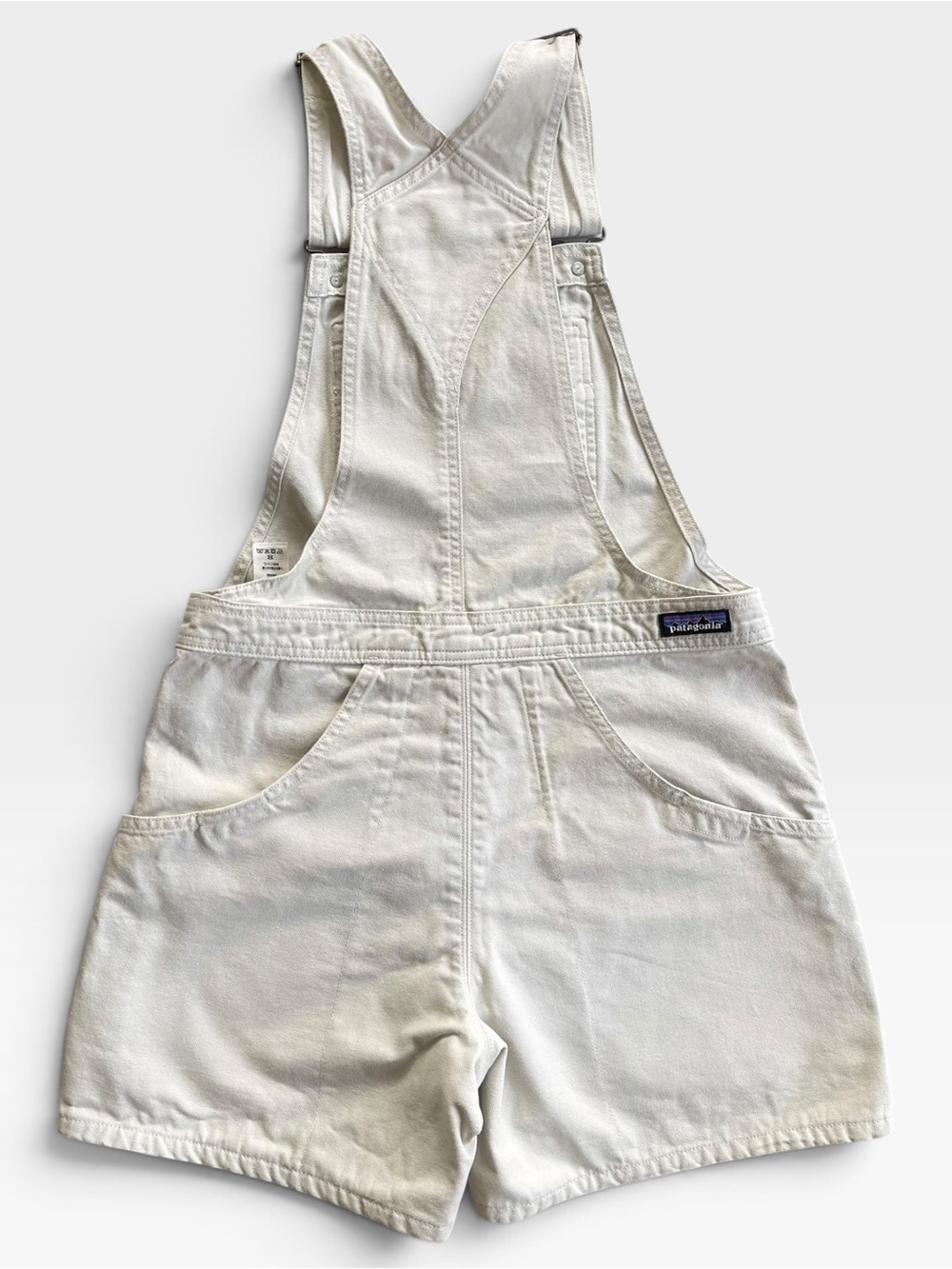 Patagonia Stand Up Off-White Cream Shortalls Overalls Cotton Bib Pocket Size S - Picture 2 of 10